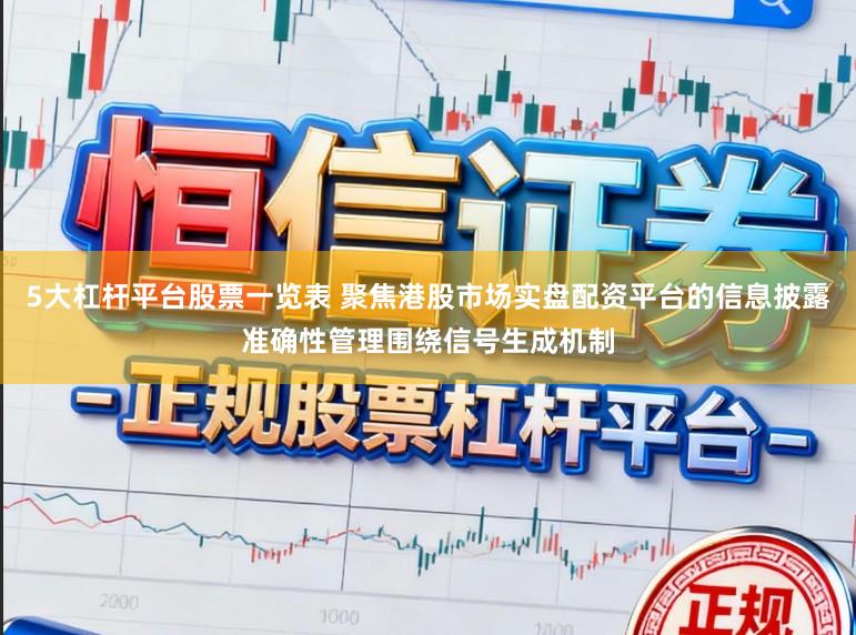 5大杠杆平台股票一览表 聚焦港股市场实盘配资平台的信息披露准确性管理围绕信号生成机制